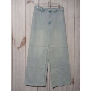 Oat Jeans Ladies 10 high Rise Wide Leg Light Wash‎ Ram Hem